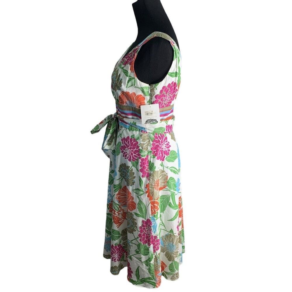 Donna Morgan Raffia Floral V Neck Cotton Sun Dress Womens Size 4 NWT $119 - Picture 2 of 14